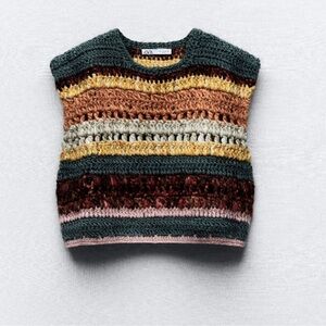 ZARA Open Knit Sweater Vest Women's Size Small NWT